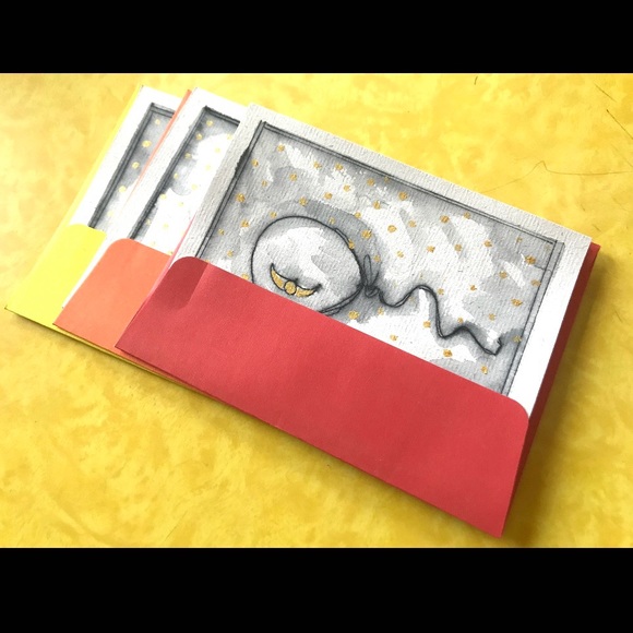 Painted Balloon Card Set of 3. Blank Inside. Pen, Ink, Paint. NWT - Picture 4 of 5